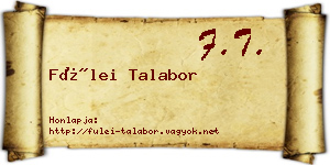 Fülei Talabor névjegykártya